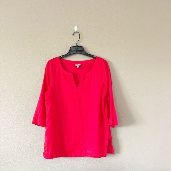 J. Jill 100% Linen Split Neck Top - Picture 1 of 7
